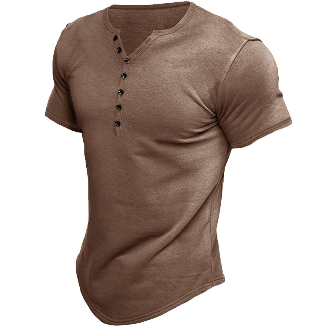 Katoenen T-shirt met Knopen Sluiting