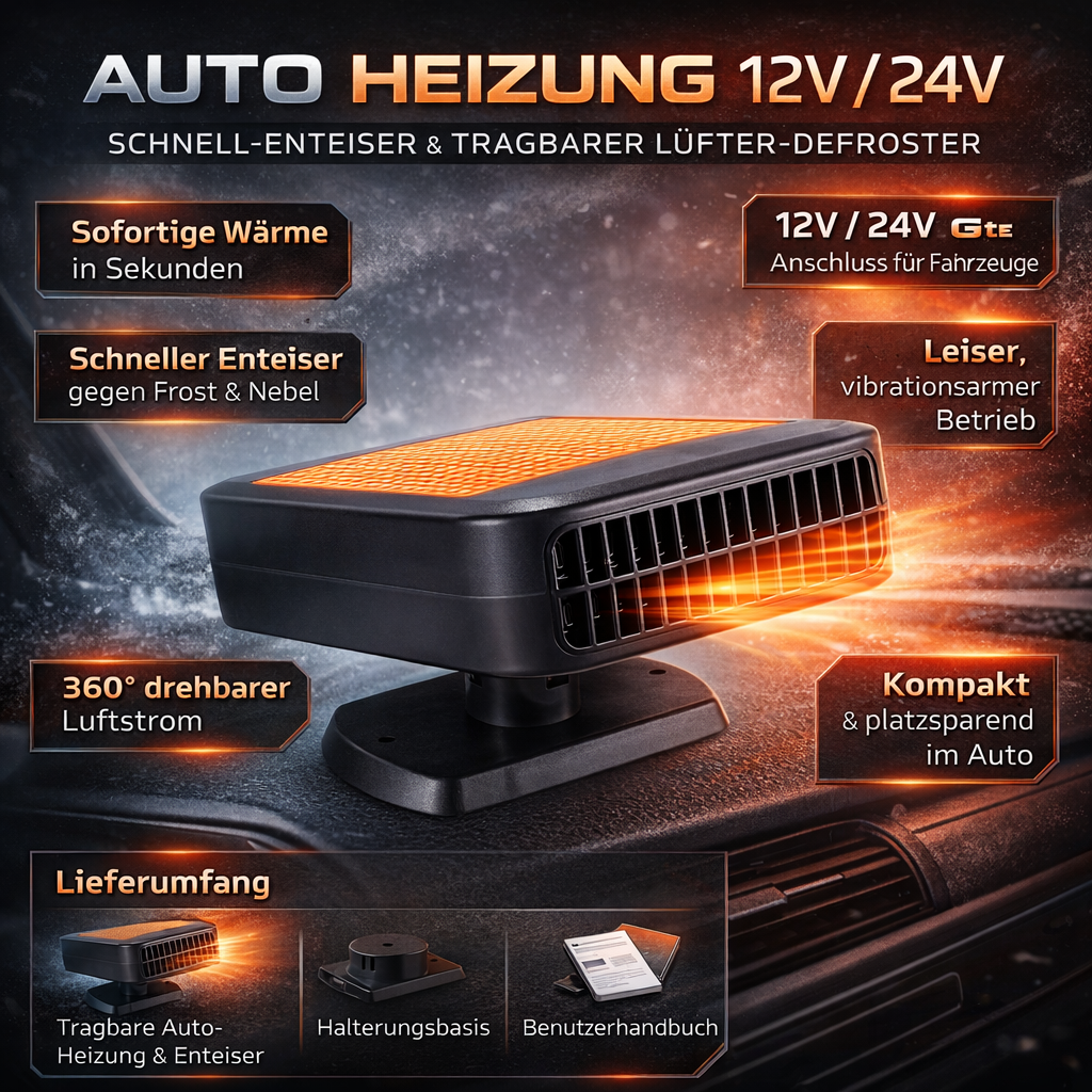 Draagbare Autoverwarming 12V 24V Snelle Ontdooier Ventilator voor Voorruit