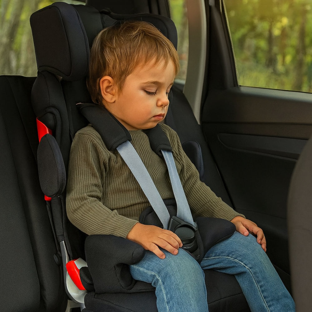 Verstelbare Kinderstoel voor Auto met 5-Punts Veiligheidsgordel Zwart – Orthopedische Ondersteuning