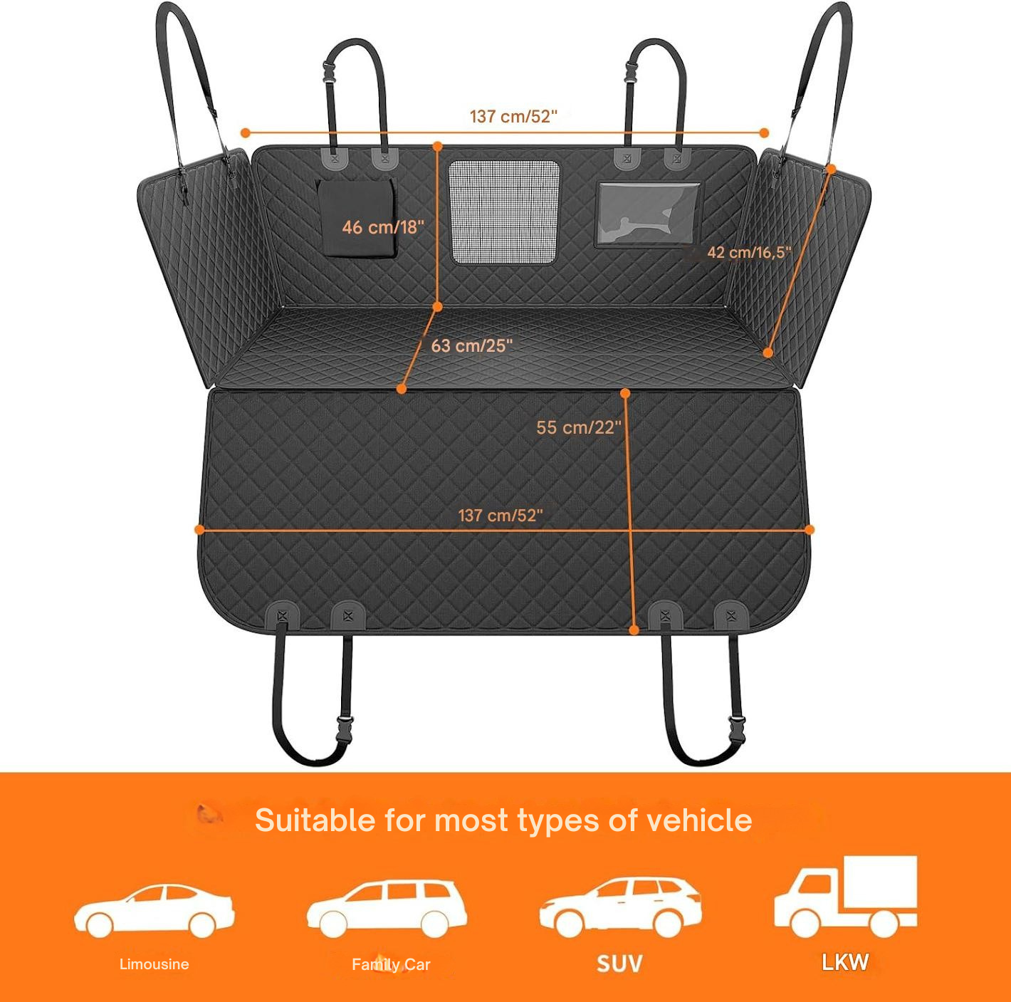 Beschermhoes voor Achterbank Hond Waterafstotend Antislip Mat Autostoelbeschermer voor Huisdieren