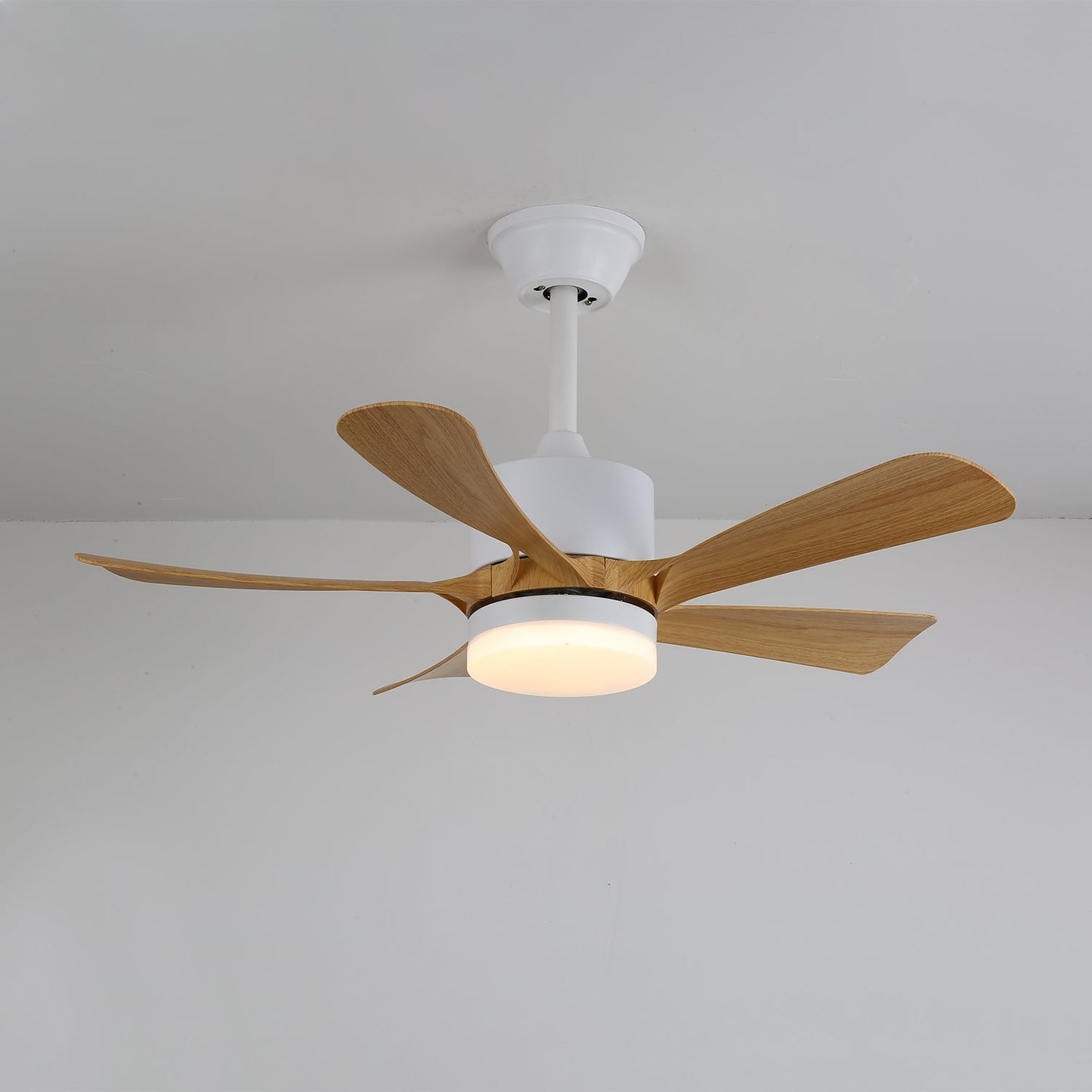 Moderne plafondventilator met geïntegreerde LED-verlichting in hout en metaal | Afstandsbediening 6-snelheden dimbaar voor woonkamer slaapkamer energiezuinig stil design 107cm 132cm