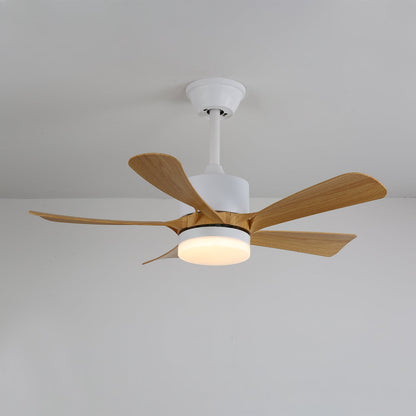 Moderne plafondventilator met geïntegreerde LED-verlichting in hout en metaal | Afstandsbediening 6-snelheden dimbaar voor woonkamer slaapkamer energiezuinig stil design 107cm 132cm