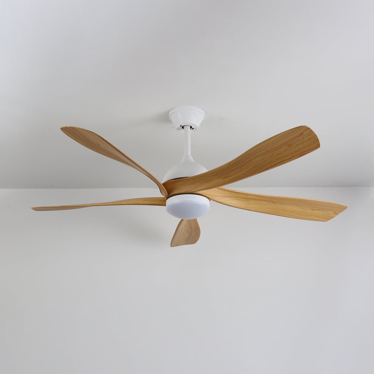 Moderne plafondventilator met geïntegreerde LED-verlichting in hout en metaal | Afstandsbediening 6-snelheden dimbaar voor woonkamer slaapkamer energiezuinig stil design 107cm 132cm