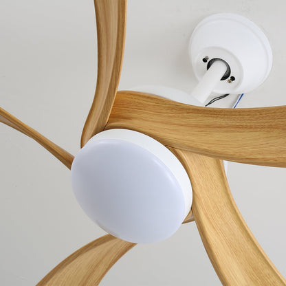 Moderne plafondventilator met geïntegreerde LED-verlichting in hout en metaal | Afstandsbediening 6-snelheden dimbaar voor woonkamer slaapkamer energiezuinig stil design 107cm 132cm