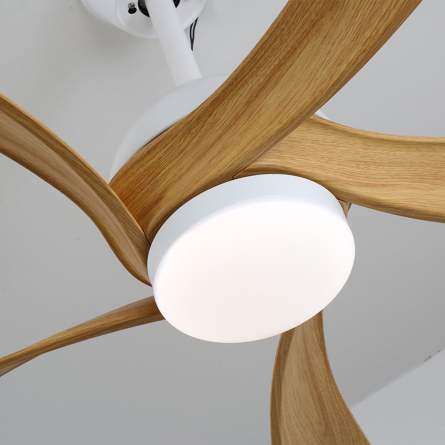 Moderne plafondventilator met geïntegreerde LED-verlichting in hout en metaal | Afstandsbediening 6-snelheden dimbaar voor woonkamer slaapkamer energiezuinig stil design 107cm 132cm
