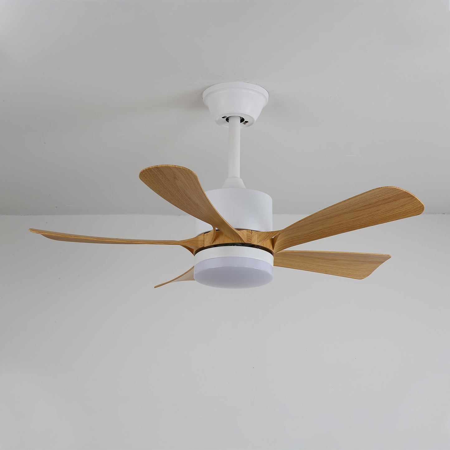 Moderne plafondventilator met geïntegreerde LED-verlichting in hout en metaal | Afstandsbediening 6-snelheden dimbaar voor woonkamer slaapkamer energiezuinig stil design 107cm 132cm