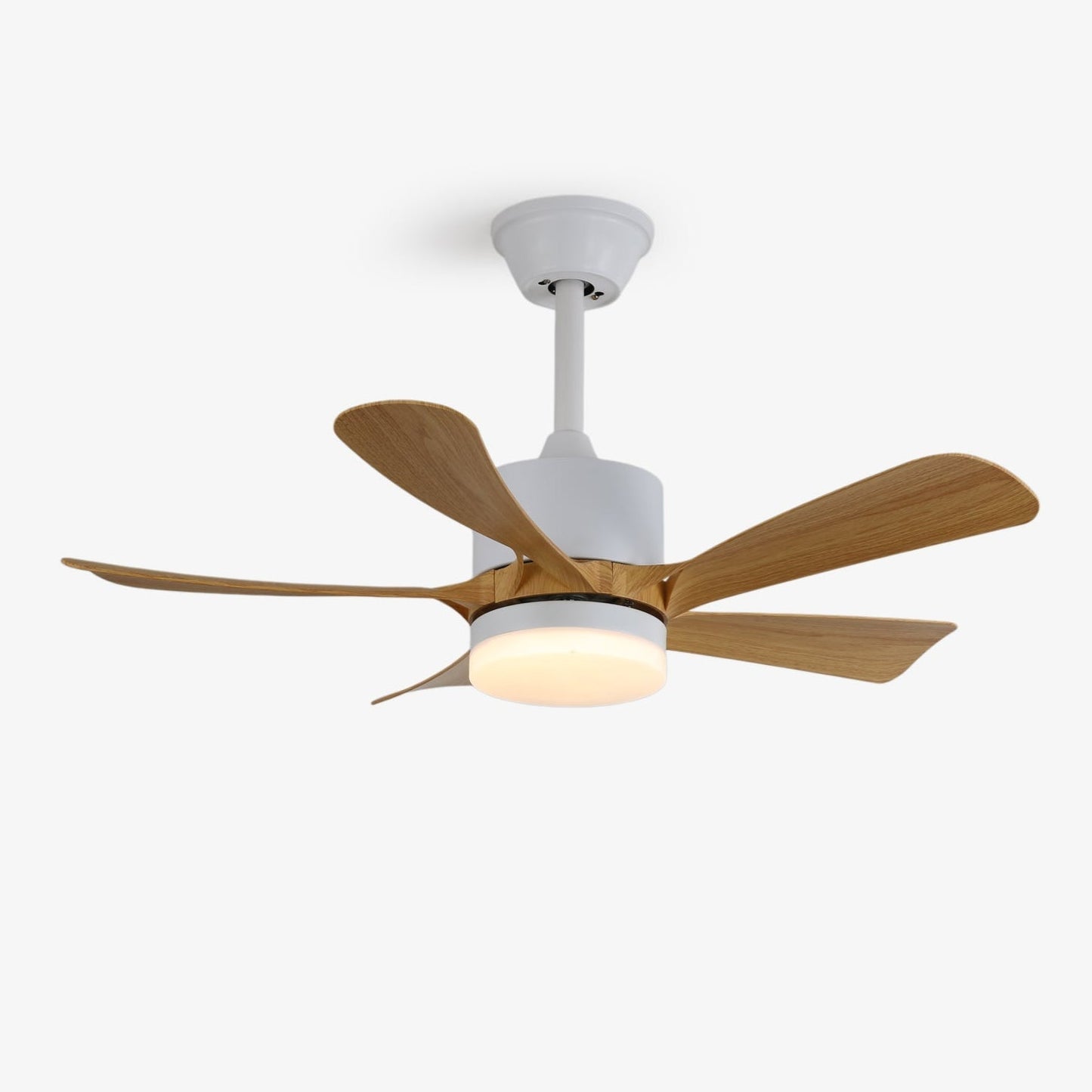 Moderne plafondventilator met geïntegreerde LED-verlichting in hout en metaal | Afstandsbediening 6-snelheden dimbaar voor woonkamer slaapkamer energiezuinig stil design 107cm 132cm