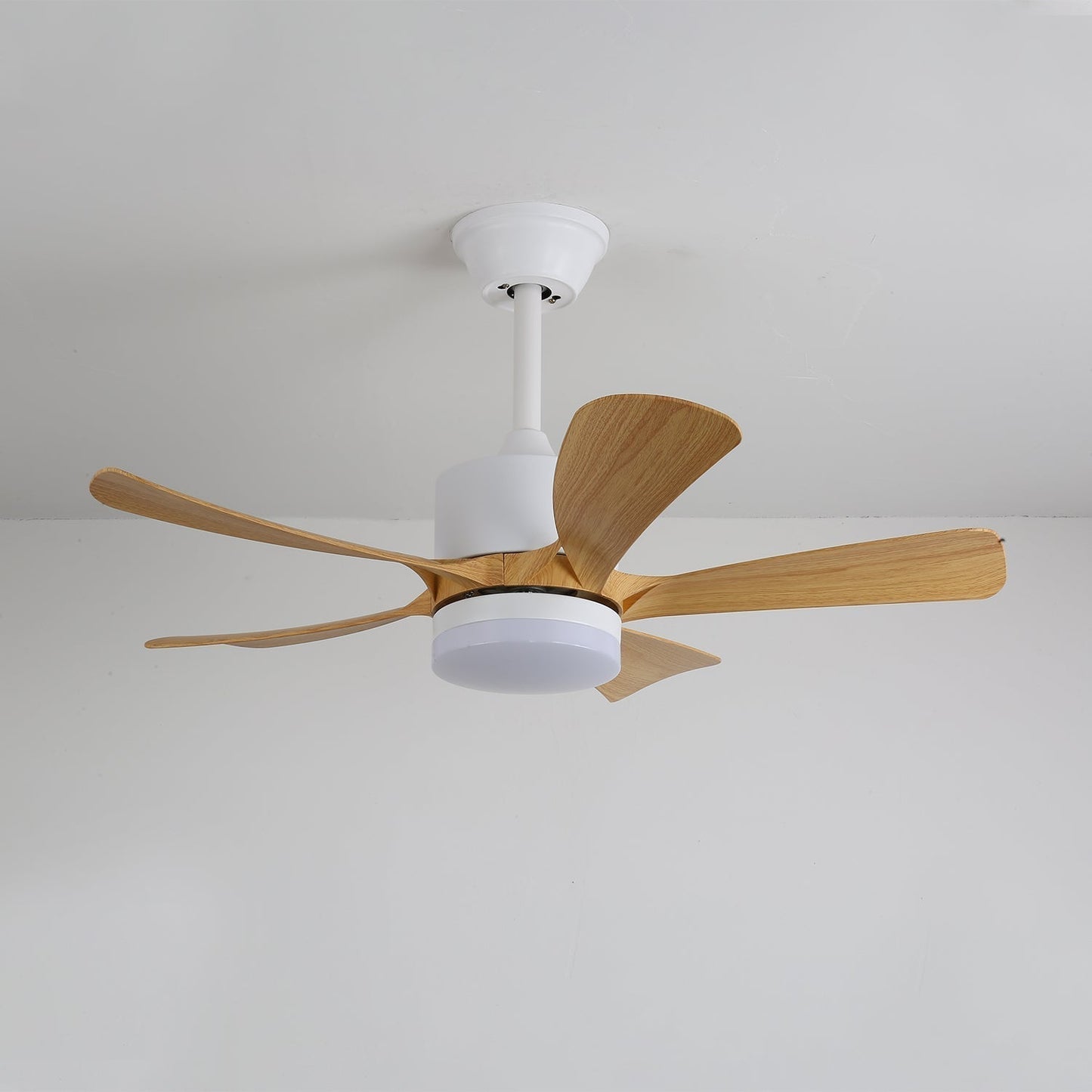 Moderne plafondventilator met geïntegreerde LED-verlichting in hout en metaal | Afstandsbediening 6-snelheden dimbaar voor woonkamer slaapkamer energiezuinig stil design 107cm 132cm