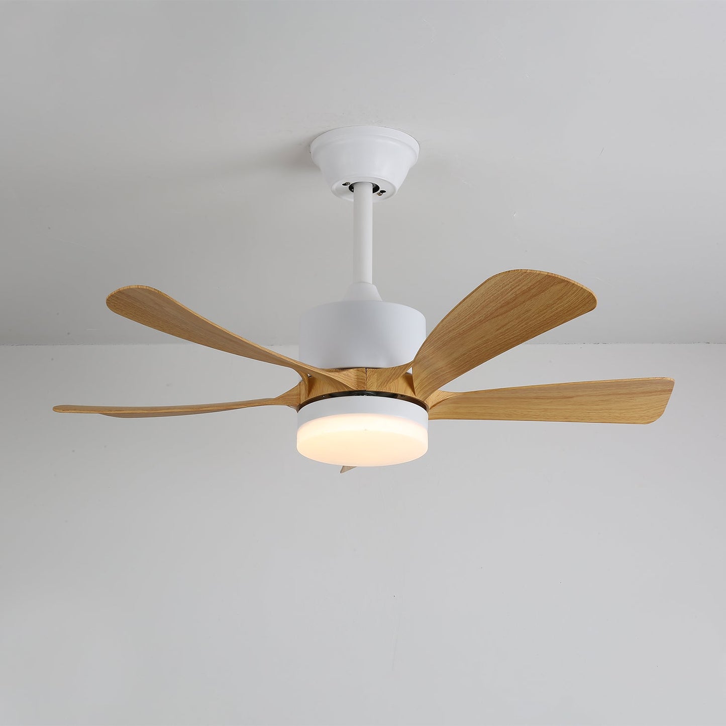 Moderne plafondventilator met geïntegreerde LED-verlichting in hout en metaal | Afstandsbediening 6-snelheden dimbaar voor woonkamer slaapkamer energiezuinig stil design 107cm 132cm