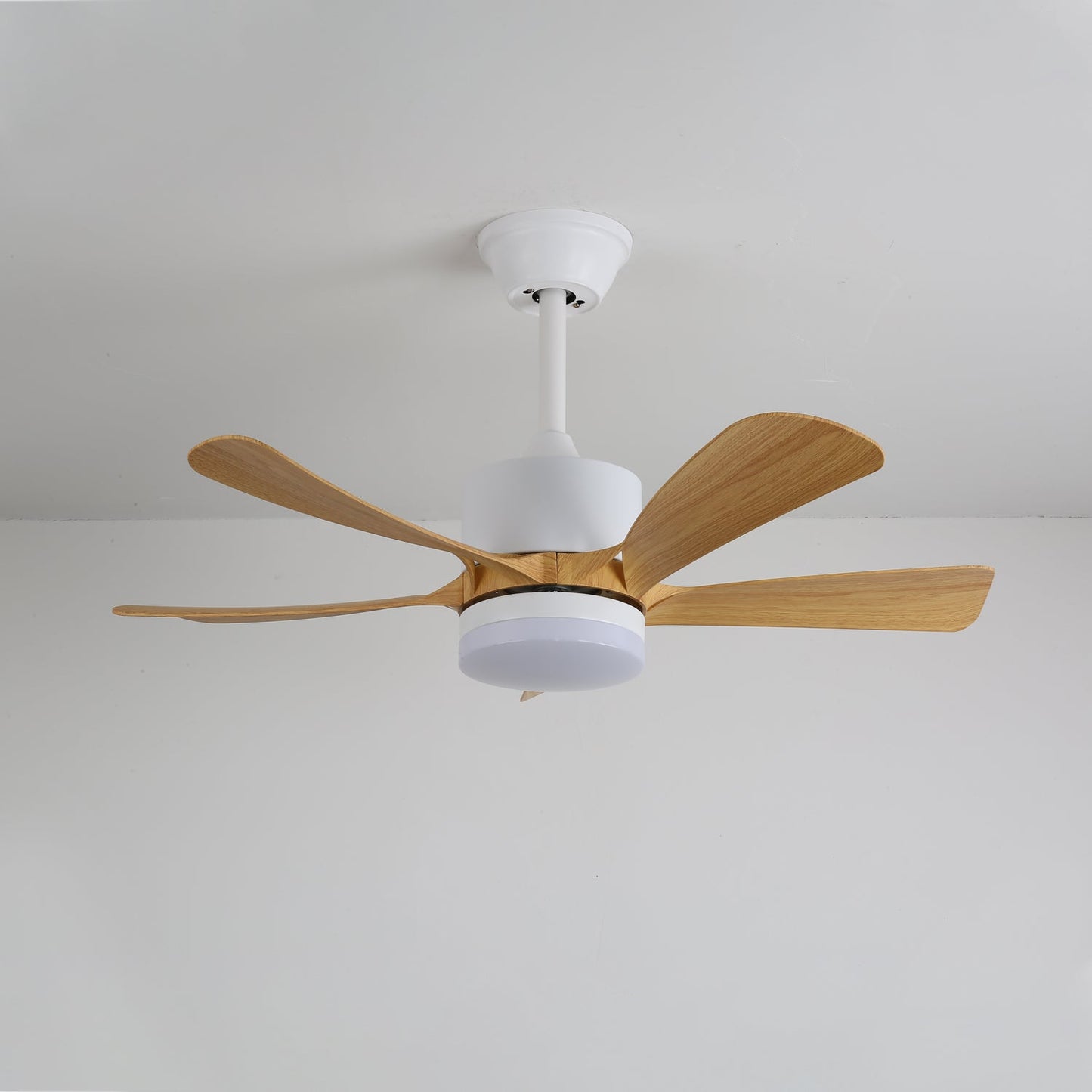 Moderne plafondventilator met geïntegreerde LED-verlichting in hout en metaal | Afstandsbediening 6-snelheden dimbaar voor woonkamer slaapkamer energiezuinig stil design 107cm 132cm