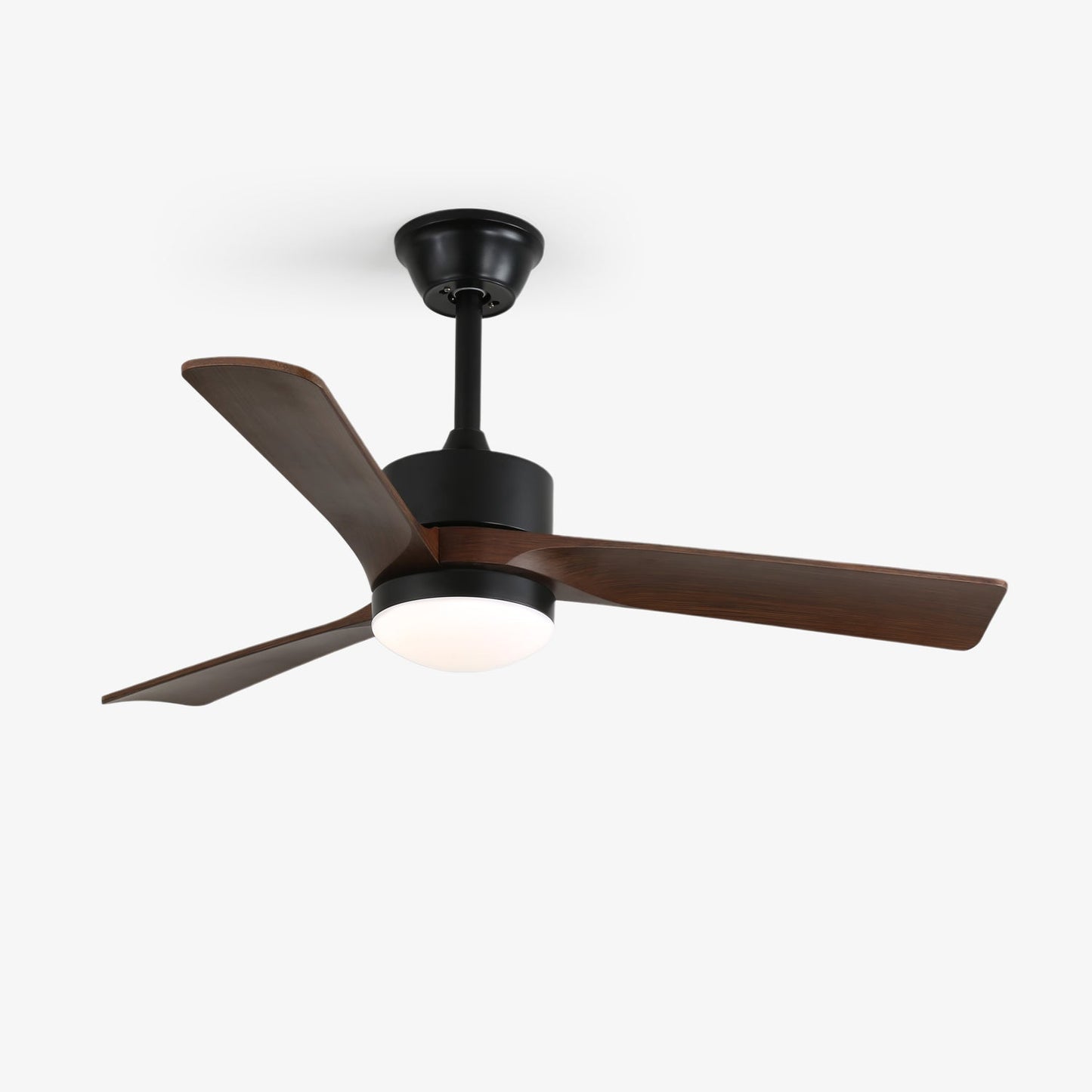Moderne Plafondventilator met Verlichting 132 cm Donkerbruin Notenhout – Dimbaar 6 Snelheden Stille Motor