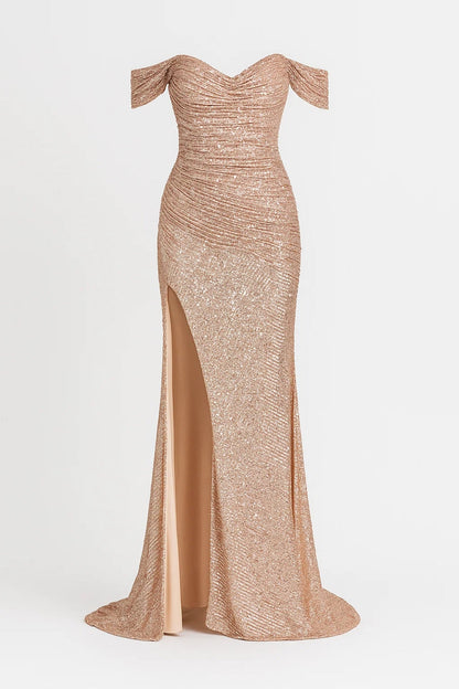 Off Shoulder Maxi Jurk Dames Hoge Split Elegante Zomerjurk - StudioMarella