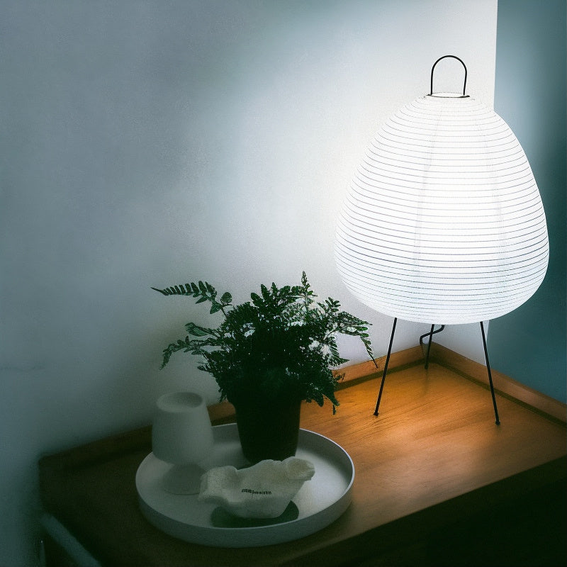 Ronde Tafellamp met Rijstpapier en Bamboe - Japans Geïnspireerd Minimalistisch Design - Warm Wit 2700K LED - Ø25×38 cm