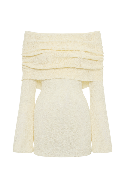 Gebreide Mini Jurk Off-Shoulder Zomerjurk Sheer Look