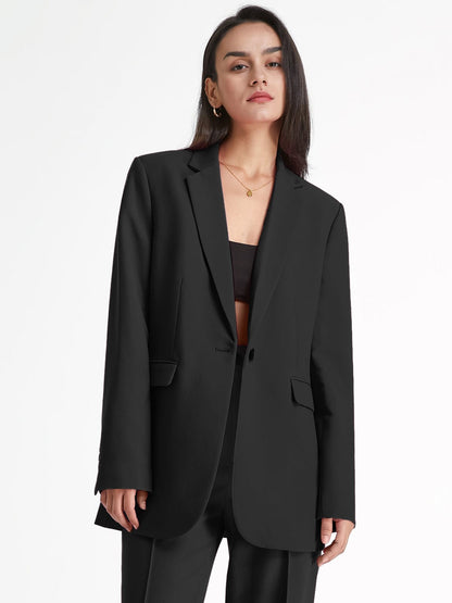 Oversized Blazer Lange Jas Effen Kleur Stijlvol