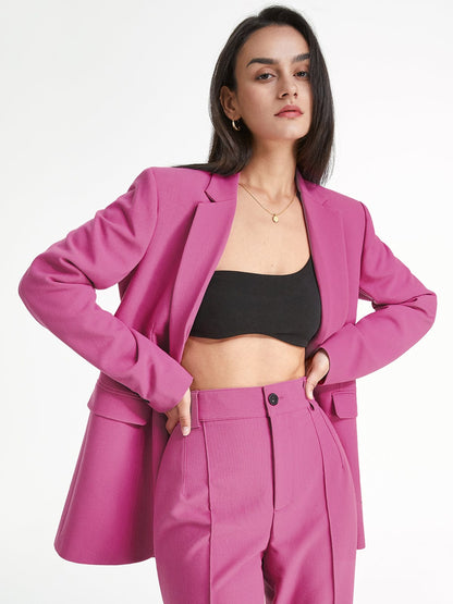 Oversized Blazer Lange Jas Effen Kleur Stijlvol