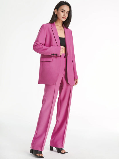 Oversized Blazer Lange Jas Effen Kleur Stijlvol