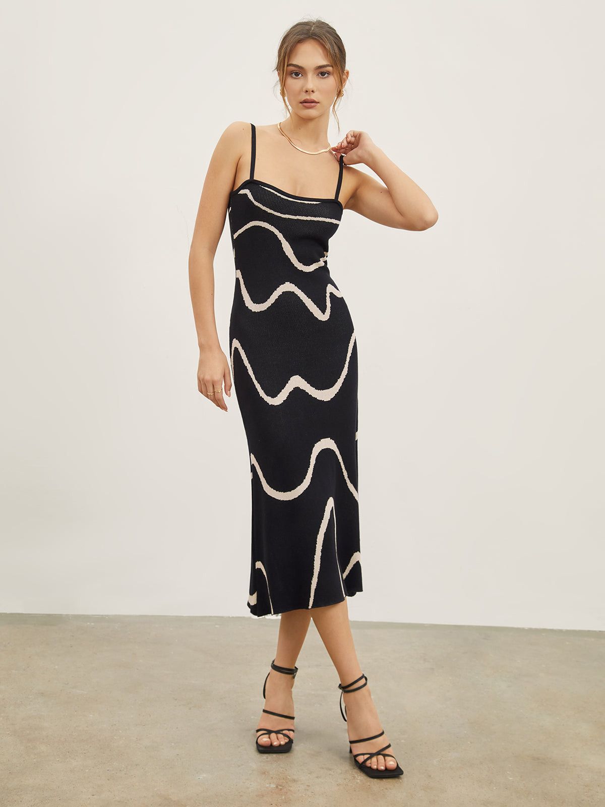 Jurk Abstract Patroon Dunne Schouderbandjes Zomerjurk