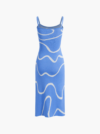Jurk Abstract Patroon Dunne Schouderbandjes Zomerjurk