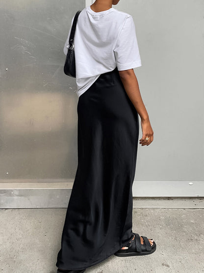 Satijnen Maxi Rok Dames Elegant Lang