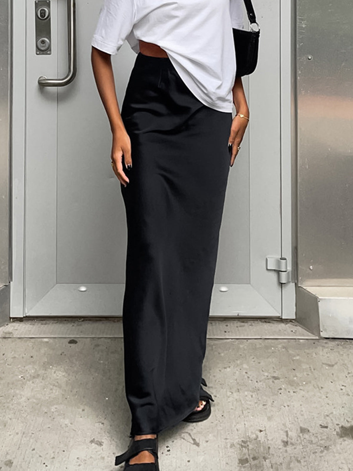 Satijnen Maxi Rok Dames Elegant Lang