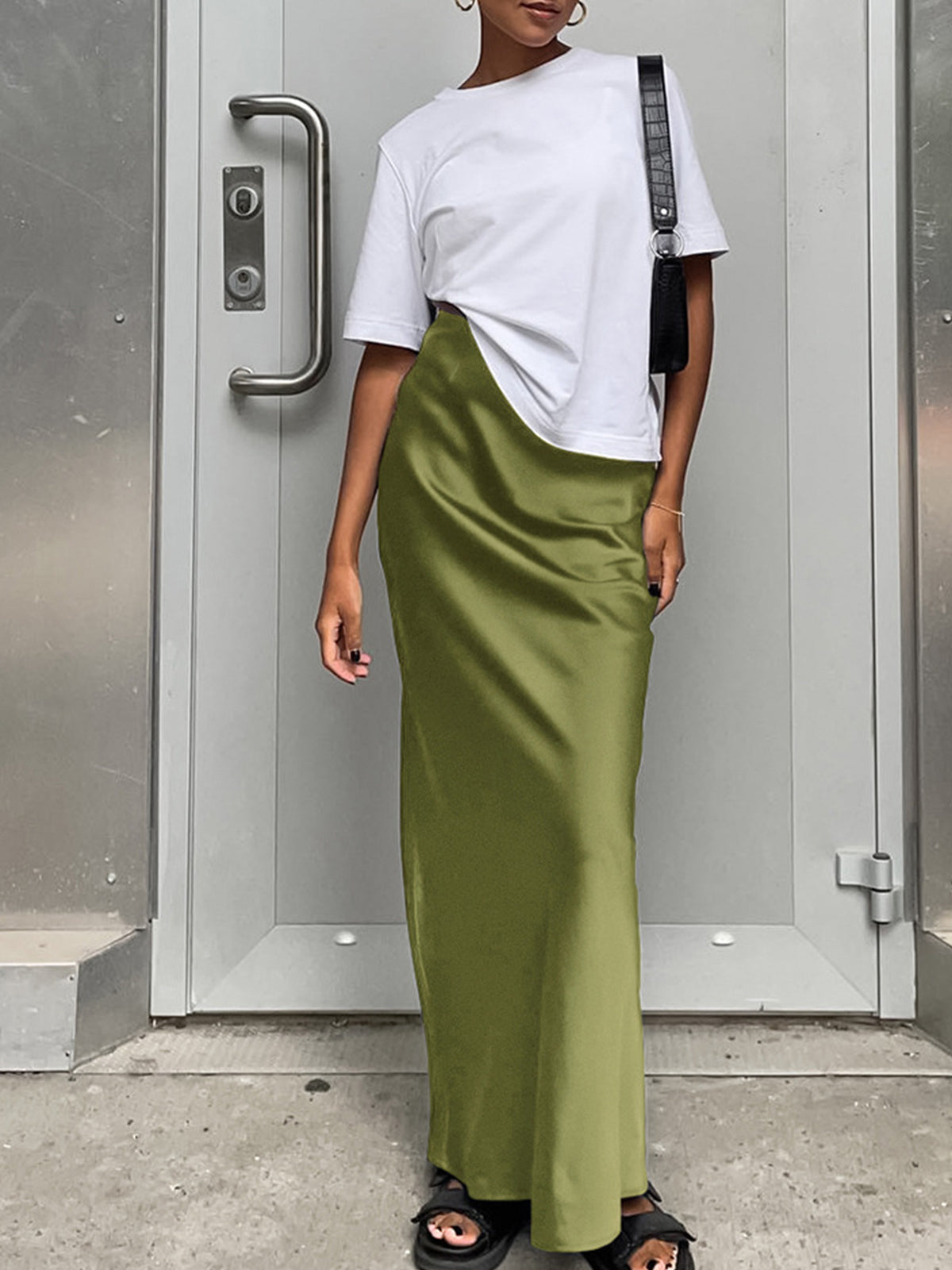 Satijnen Maxi Rok Dames Elegant Lang