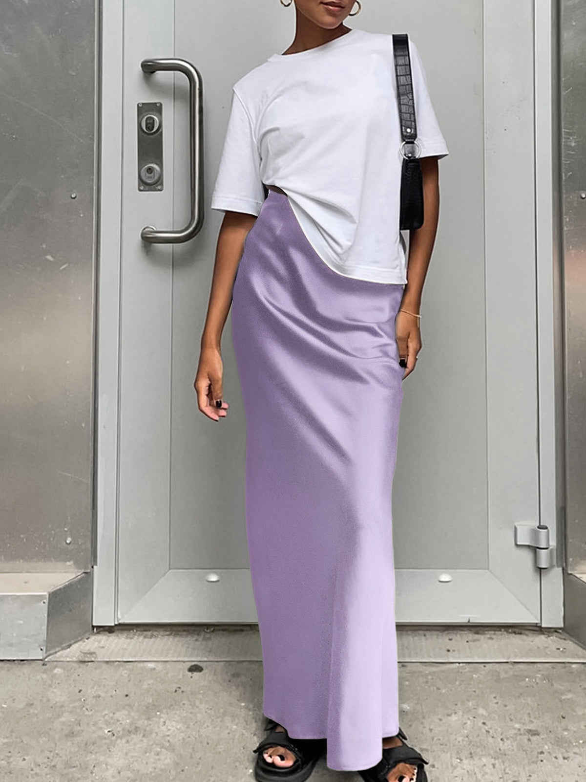 Satijnen Maxi Rok Dames Elegant Lang