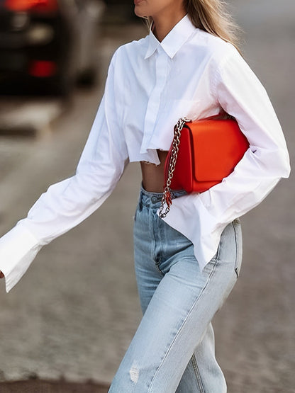 Dames Blouse Moderne Urban Stijl Raw Cut