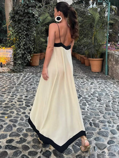 Zomerjurk Maxi V-hals met Contrasterende Bies
