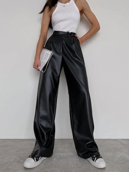 Hoge Taille Kunstleer Broek Baggy Stijl - StudioMarella