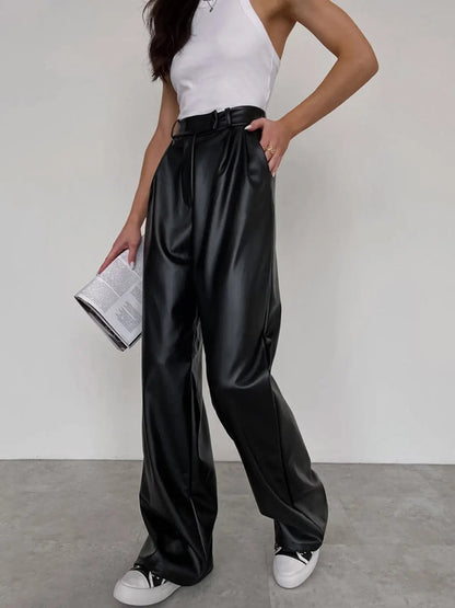 Hoge Taille Kunstleer Broek Baggy Stijl