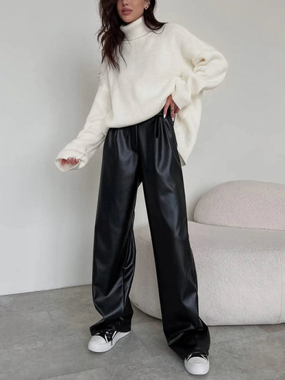 Hoge Taille Kunstleer Broek Baggy Stijl