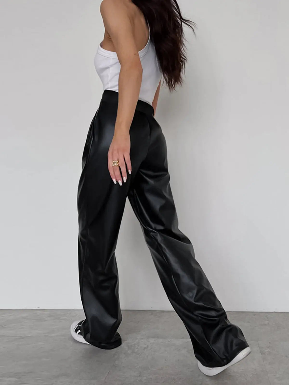 Hoge Taille Kunstleer Broek Baggy Stijl