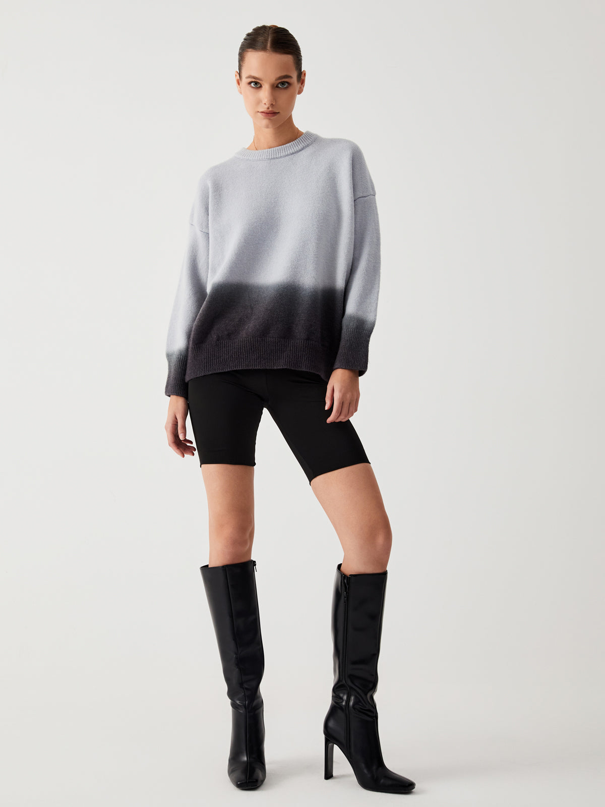 Donkergrijze Ombre Trui voor Plus Size Dames