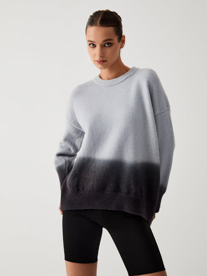 Donkergrijze Ombre Trui voor Plus Size Dames - StudioMarella