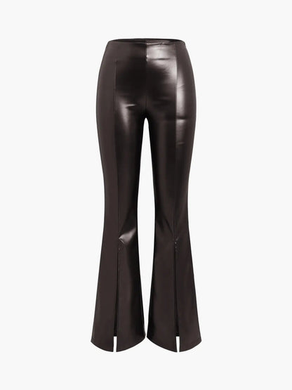 High Waist Broek met Ritsen Stijlvolle Flair Model