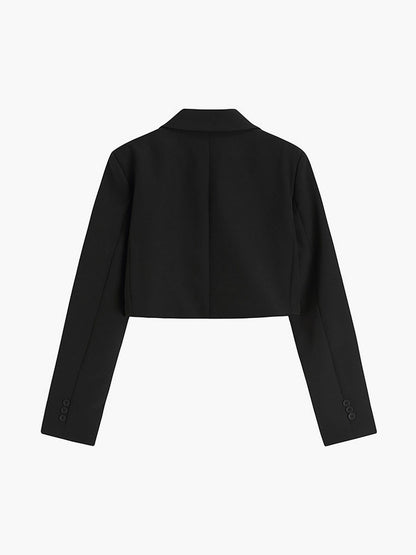 Dames Blazer Zwart Kantoorjasje Kort Modieus Design
