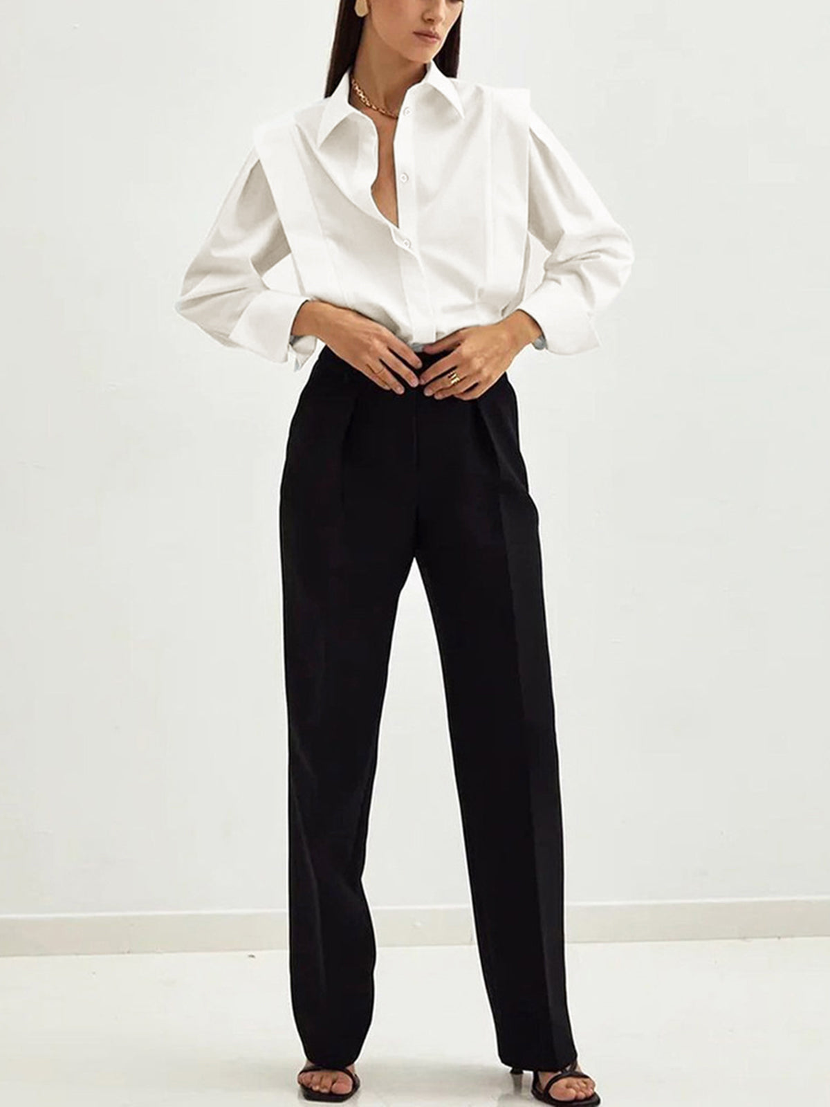 Vrouwelijke Blouse Pofmouwen Elegante Stijl
