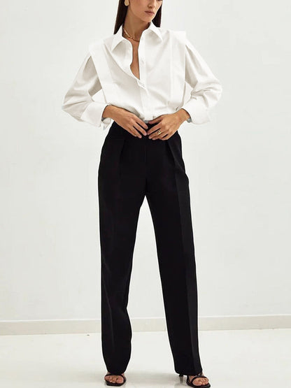 Vrouwelijke Blouse Pofmouwen Elegante Stijl
