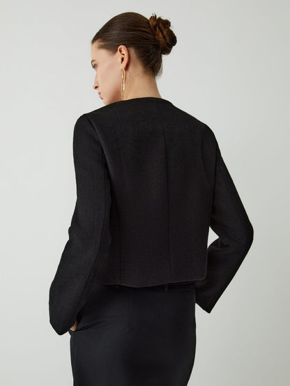 Dames Jas Tweed Klassieke Stijl Gouden Knopen