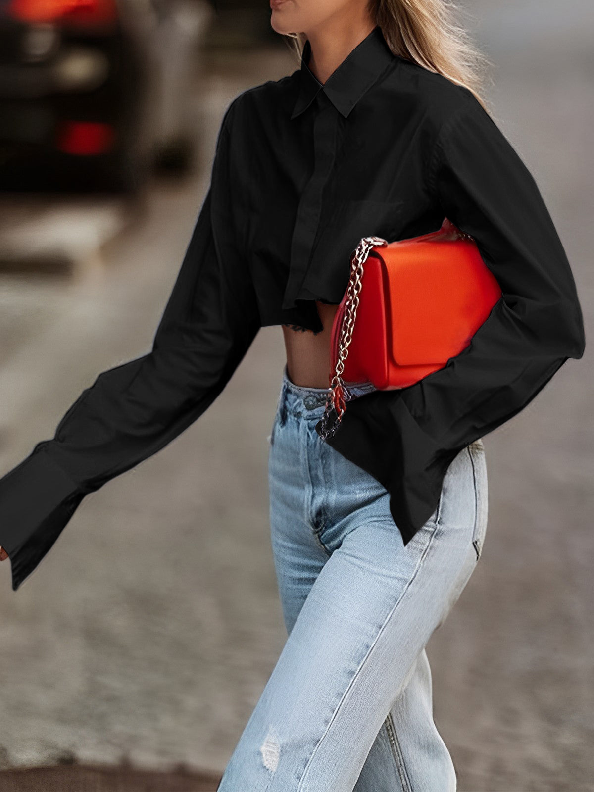 Dames Blouse Moderne Urban Stijl Raw Cut