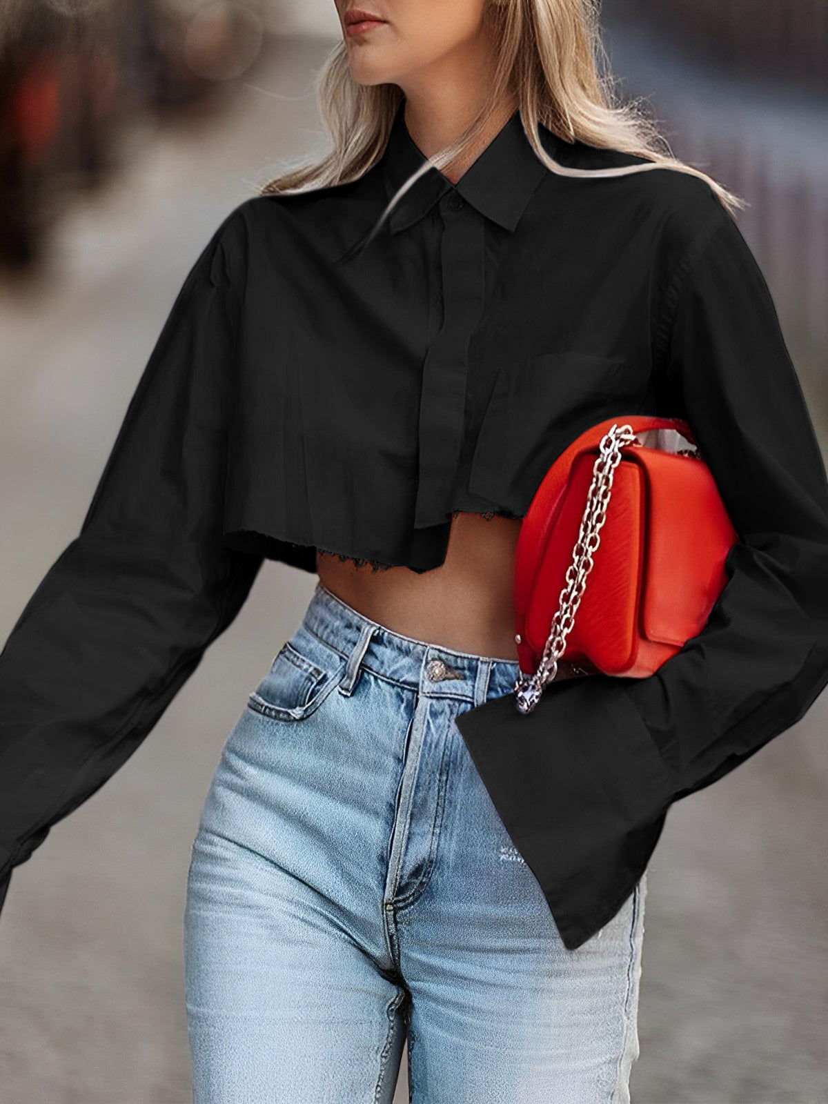 Dames Blouse Moderne Urban Stijl Raw Cut
