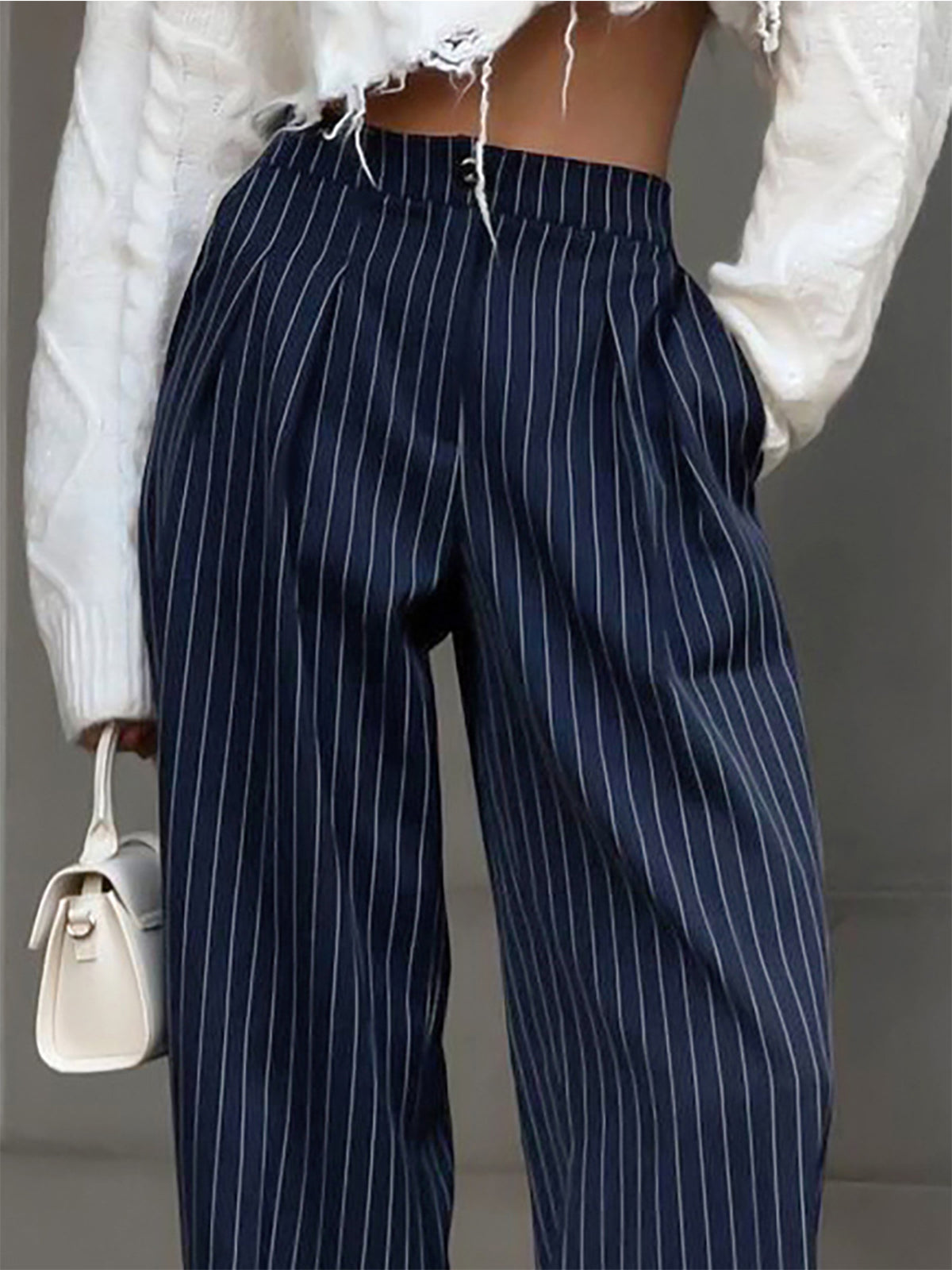 Damesbroek Hoge Taille Gestreept Comfortabel Elegante Wide Leg