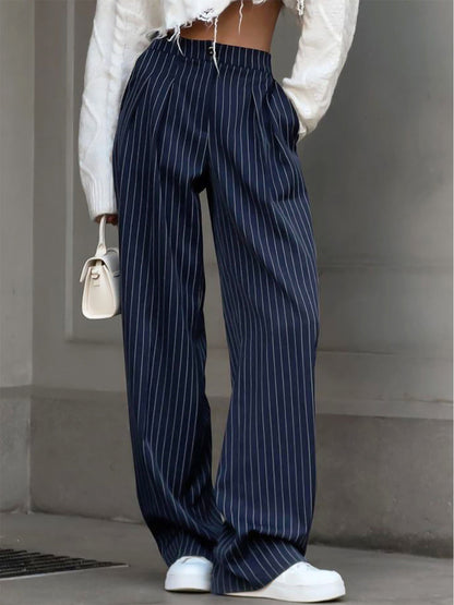 Damesbroek Hoge Taille Gestreept Comfortabel Elegante Wide Leg - StudioMarella