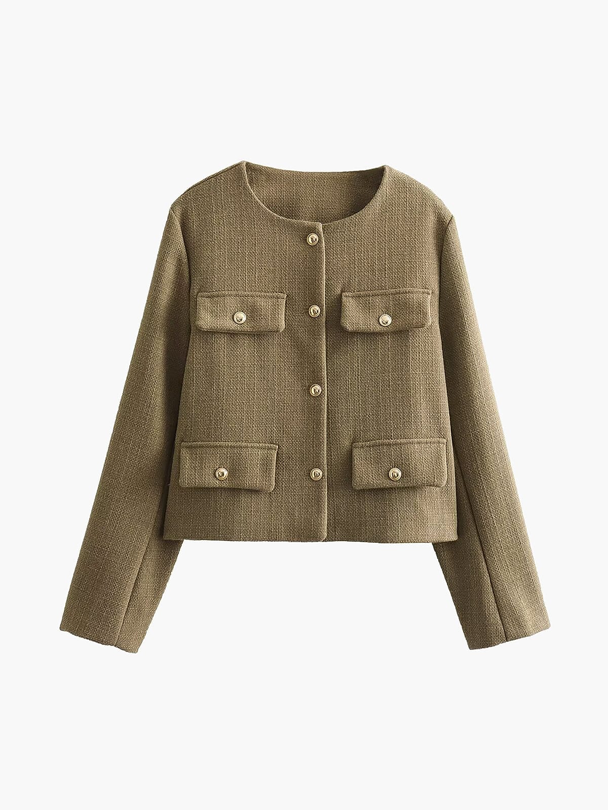 Dames Jas Tweed Klassieke Stijl Gouden Knopen