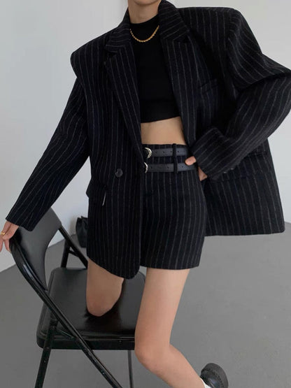 Dames Blazer Marineblauw Klassiek Tweedehands Stijl