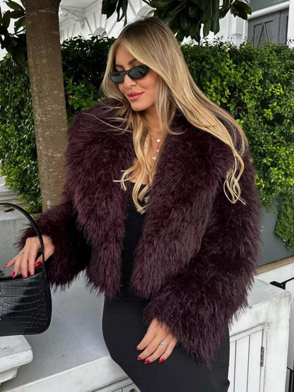 Damesjas Faux Fur Kort Model Zachte Warme Jas