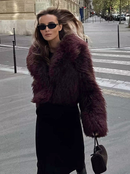 Damesjas Faux Fur Kort Model Zachte Warme Jas