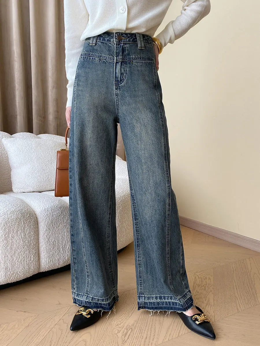 Hoge Jeans Met Knopen Wide Leg Vintage Look - StudioMarella