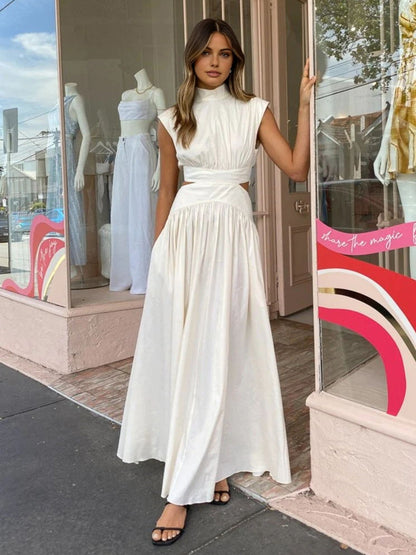 Maxi Jurk Plooirok met Cut Out Detail Zomerjurk